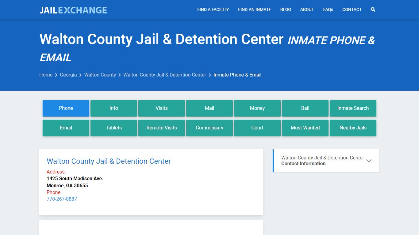 Inmate Phone - Walton County Jail & Detention Center, GA